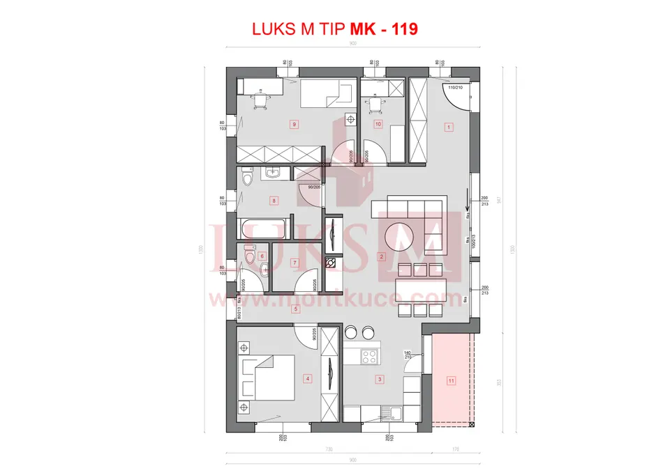 Montažna kuća MK-119, 119 m², Luks M Kuće