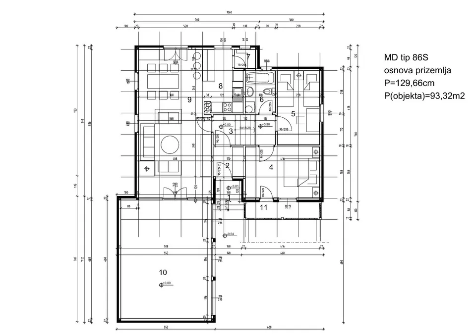 Osnova: Luks M Kuće MK-129, 129 m²