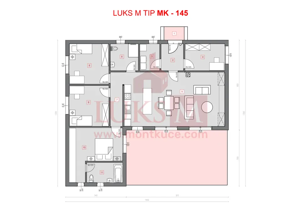 Montažna kuća MK-145, 145 m², Luks M Kuće