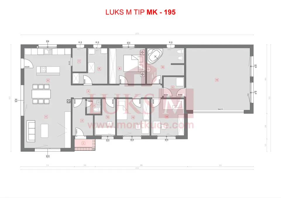 Montažna kuća MK-195, 195 m², Luks M Kuće