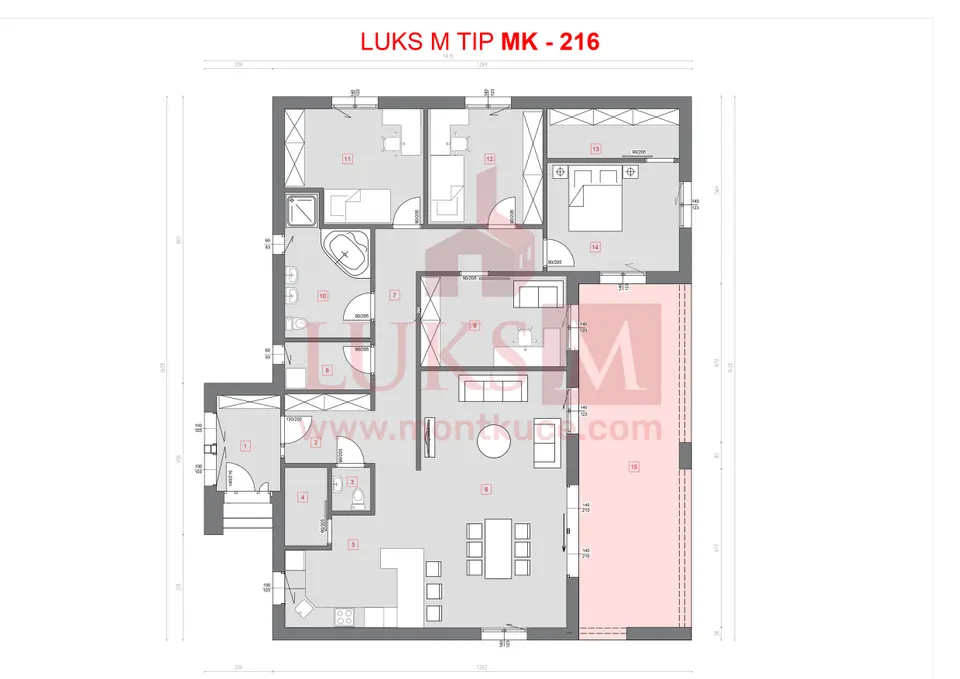 Montažna kuća MK-216, 216 m², Luks M Kuće