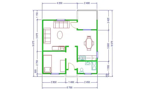 Osnova montažne kuće Montažna kuća Anastasia, 40 m², Maker Ivanjica