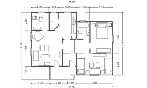 Osnova montažne kuće AX-81, 82 m², Markus House