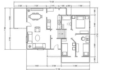 Osnova montažne kuće AX-90, 92 m², Markus House