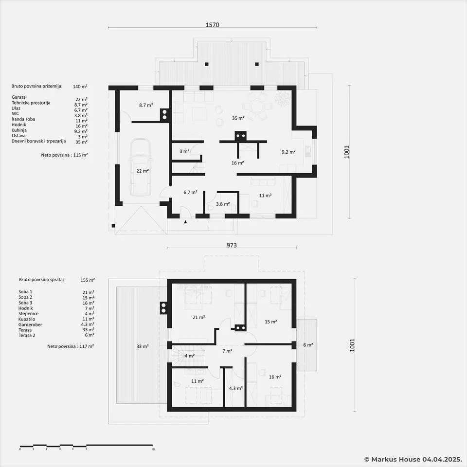 Osnova montažne kuće Oriana, 232 m², Markus House