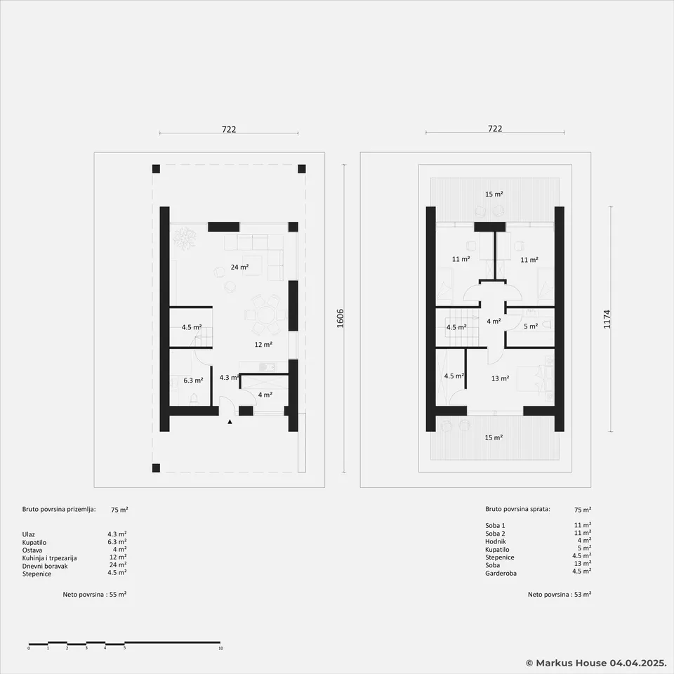 Osnova montažne kuće Solina, 108 m², Markus House