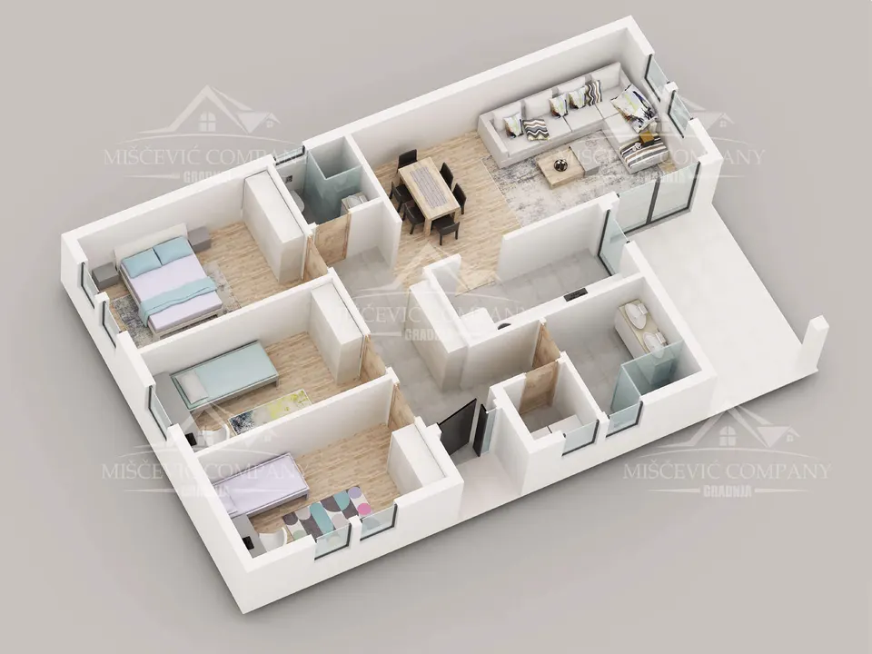 Osnova montažne kuće Tip 118, 118 m², Miščević Company