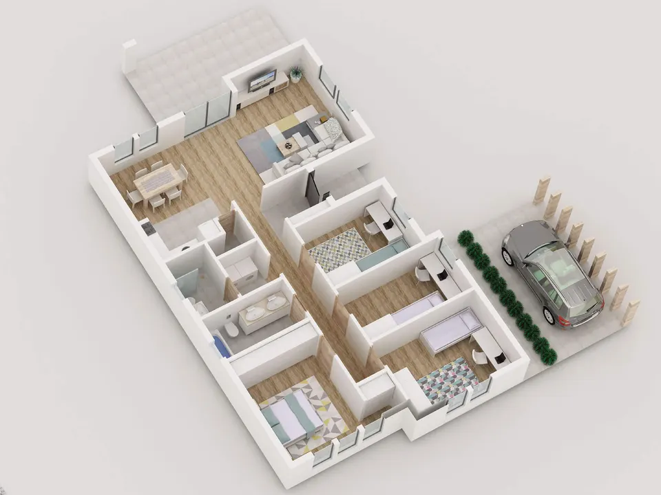 Osnova montažne kuće Tip 187, 187 m², Miščević Company