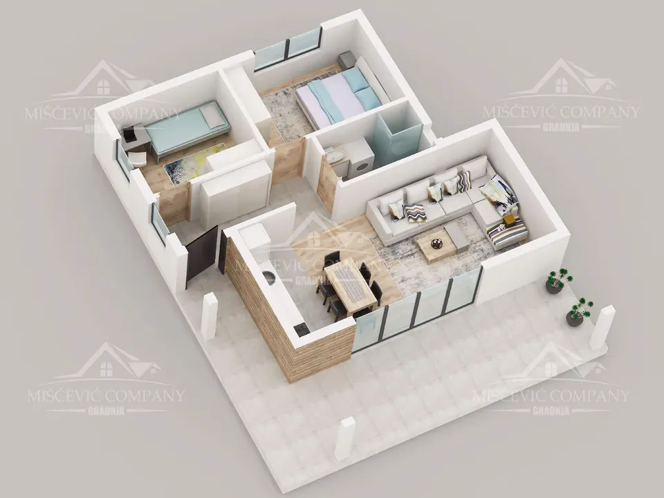 Osnova montažne kuće Tip 86, 86 m², Miščević Company