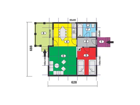 Montažna kuća Tip 90, 90 m², MK Rudak