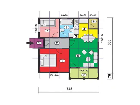 Montažna kuća Tip 90, 90 m², MK Rudak