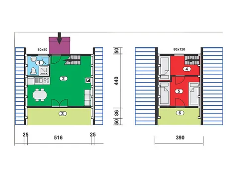 Osnova montažne kuće Tip 90, 90 m², MK Rudak