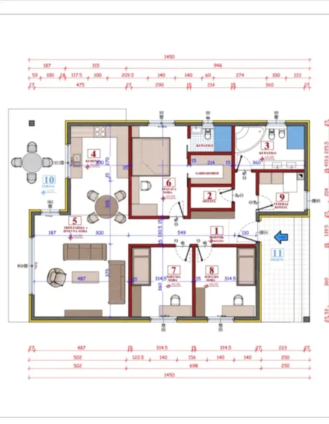 Osnova montažne kuće MK 150, 150 m², Montažne kuće Šehić