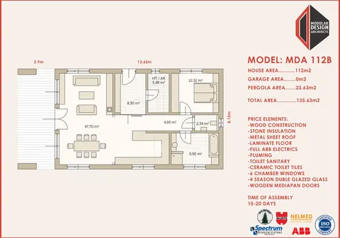 Montažna kuća MDA 112B, 136 m², Modular Design Architects