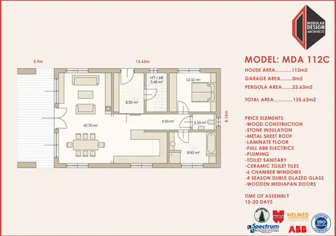 Montažna kuća MDA 112C, 136 m², Modular Design Architects