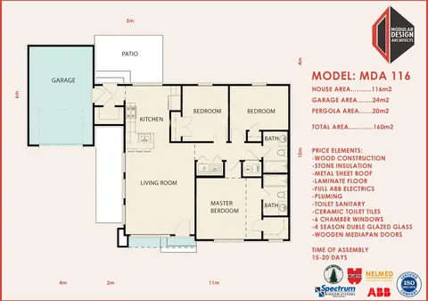 Montažna kuća MDA 116, 160 m², Modular Design Architects