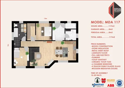Montažna kuća MDA 117A, 117 m², Modular Design Architects