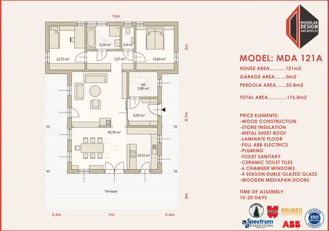 Montažna kuća MDA 121A, 121 m², Modular Design Architects