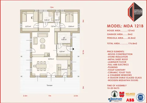 Montažna kuća MDA 121B, 177 m², Modular Design Architects