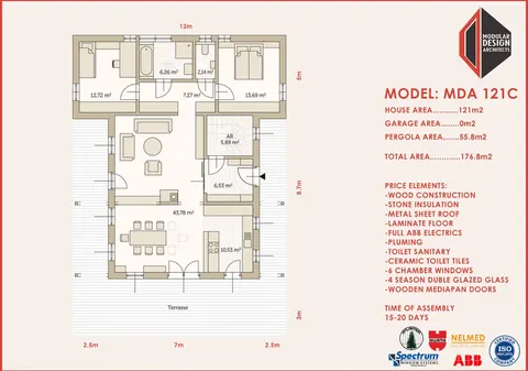 Montažna kuća MDA 121C, 177 m², Modular Design Architects