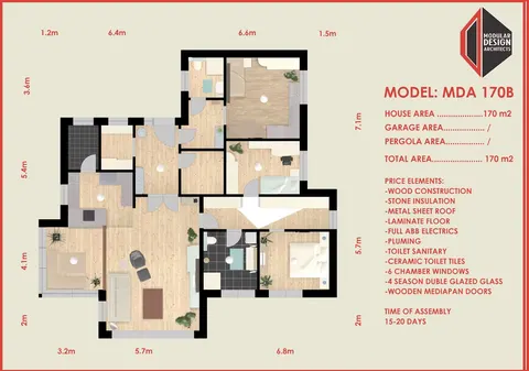 Montažna kuća MDA 170B, 170 m², Modular Design Architects