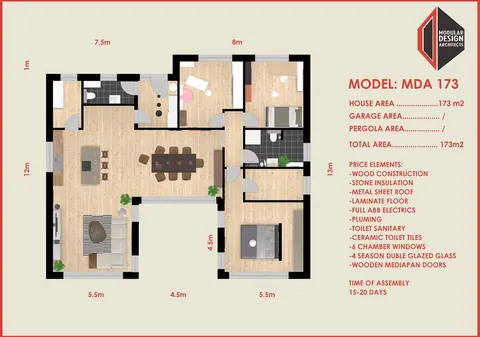 Montažna kuća MDA 173, 173 m², Modular Design Architects