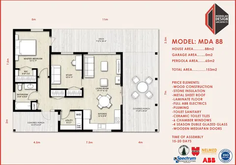 Montažna kuća MDA 88, 153 m², Modular Design Architects