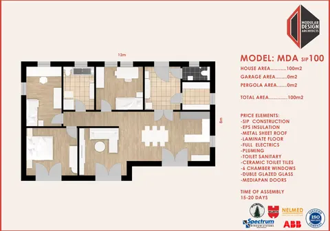 Montažna kuća MDA SIP100, 100 m², Modular Design Architects