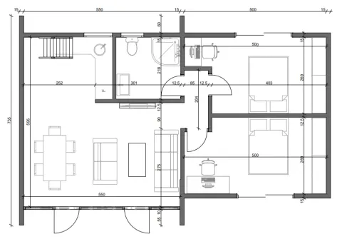 Osnova montažne kuće A-Frame 03, 80 m², Montažne Box Kuće