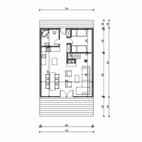 Osnova montažne kuće A-Frame 04, 80 m², Montažne Box Kuće