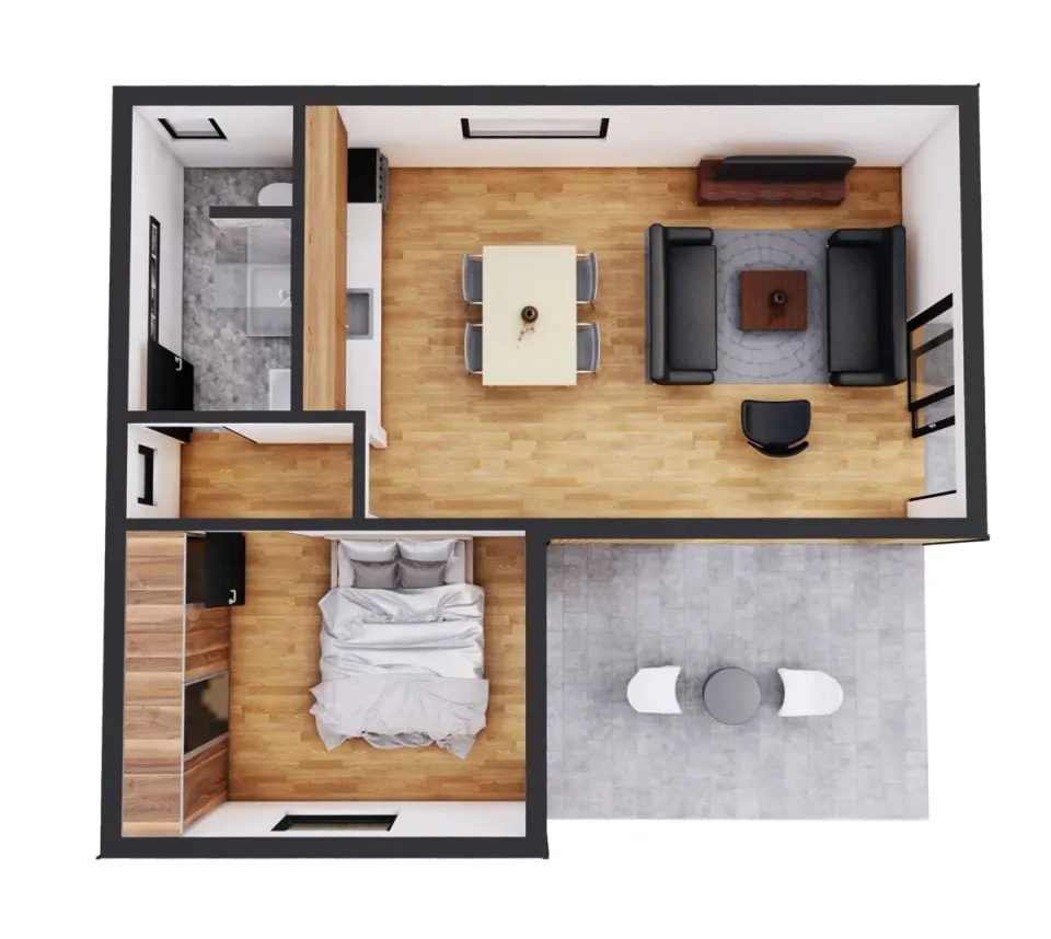 Montažna kuća Box kuća 07, 44 m², Montažne Box Kuće