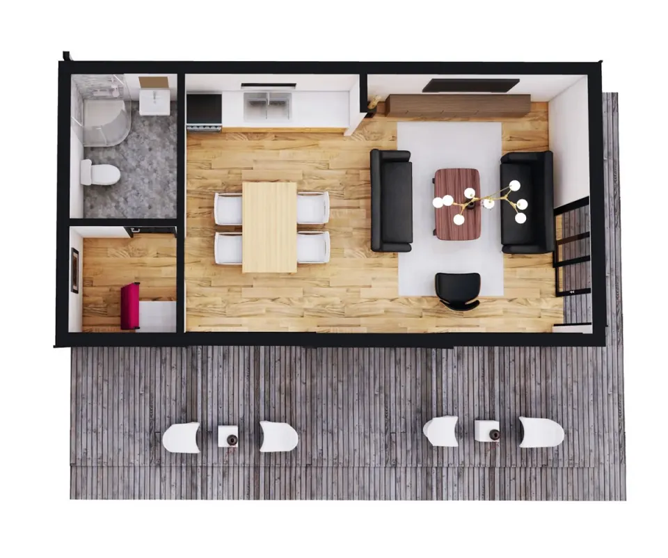 Montažna kuća Box kuća 08, 50 m², Montažne Box Kuće