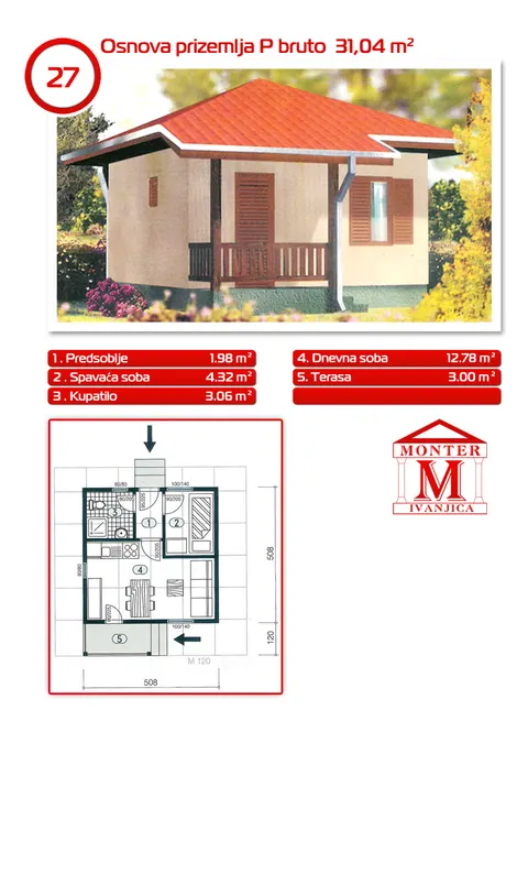 Montažna kuća Tipska montažna kuća, 100 m², Monter Gradnja Ćurčić