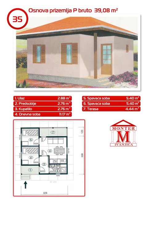 Montažna kuća Tipska montažna kuća, 100 m², Monter Gradnja Ćurčić