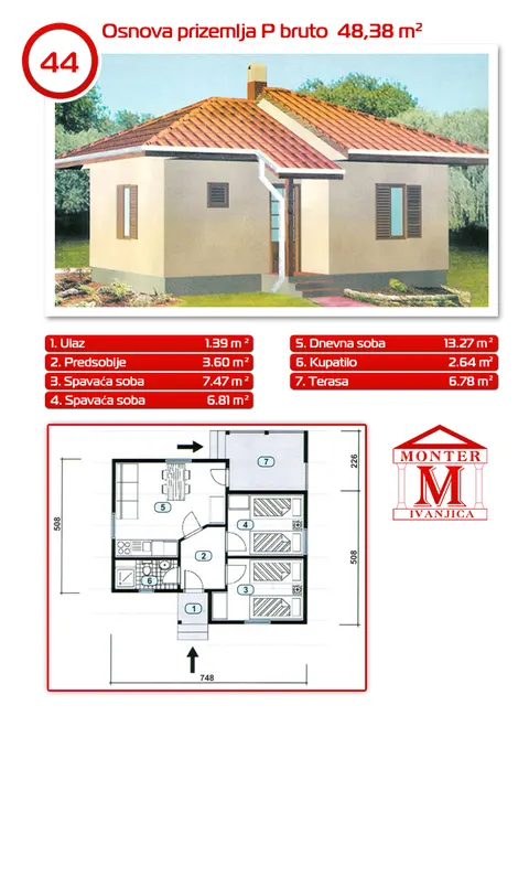 Montažna kuća Tipska montažna kuća, 100 m², Monter Gradnja Ćurčić