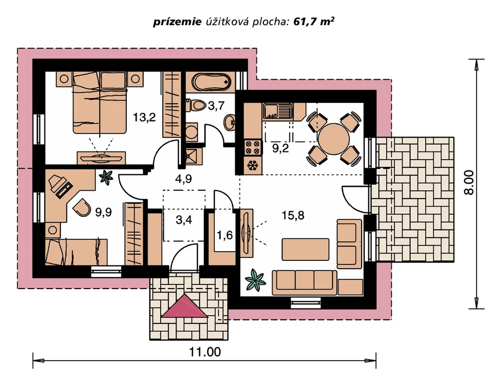 Montažna kuća Bungalow 10, 10 m², Monthaus (Montažne kuće Jevtić)
