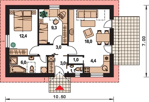Montažna kuća Bungalow 14, 14 m², Monthaus (Montažne kuće Jevtić)