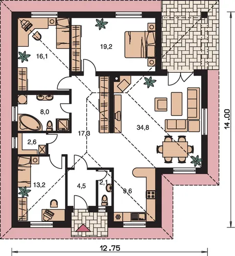 Montažna kuća Bungalow 16, 16 m², Monthaus (Montažne kuće Jevtić)