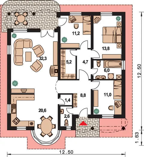 Montažna kuća Bungalow 19, 19 m², Monthaus (Montažne kuće Jevtić)