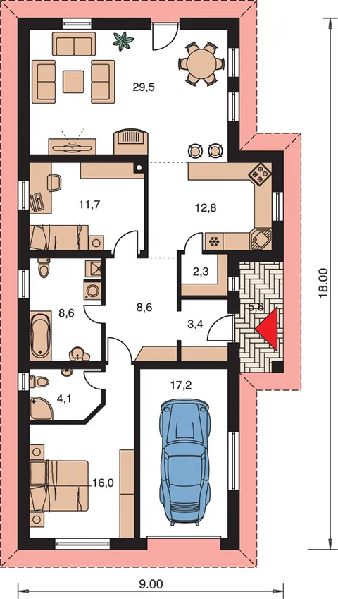 Montažna kuća Bungalow 21, 21 m², Monthaus (Montažne kuće Jevtić)