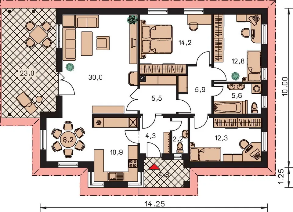 Montažna kuća Bungalow 23, 23 m², Monthaus (Montažne kuće Jevtić)
