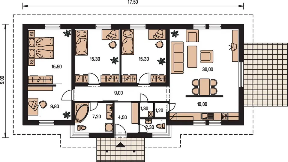 Montažna kuća Bungalow 25, 25 m², Monthaus (Montažne kuće Jevtić)