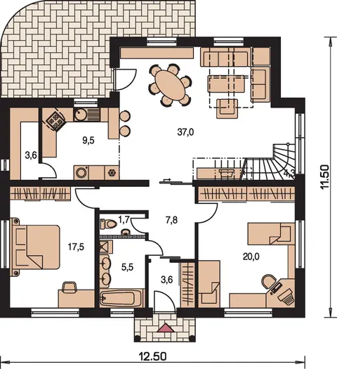 Montažna kuća Bungalow 33, 33 m², Monthaus (Montažne kuće Jevtić)