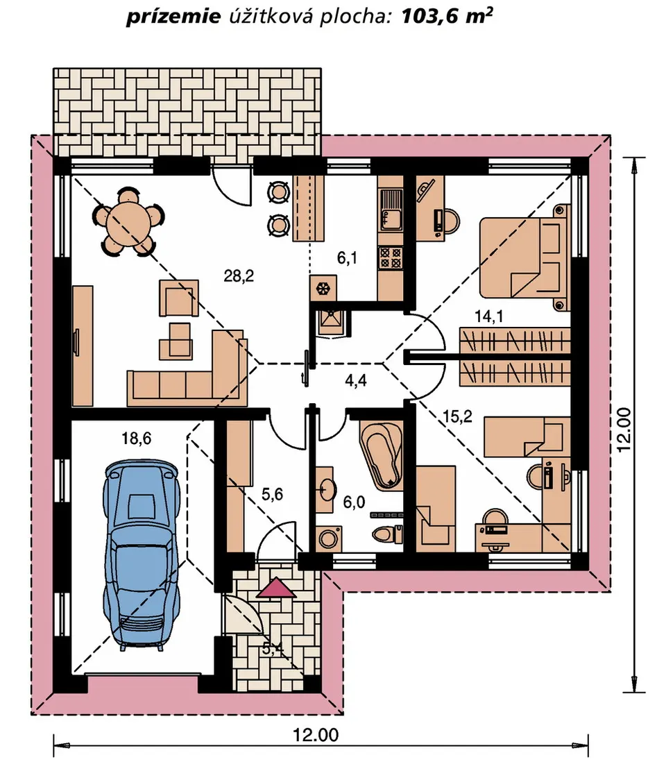 Montažna kuća Bungalow 34, 34 m², Monthaus (Montažne kuće Jevtić)