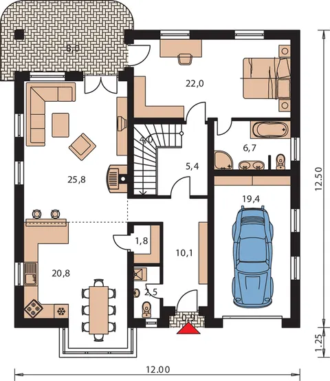 Montažna kuća Bungalow 37, 37 m², Monthaus (Montažne kuće Jevtić)