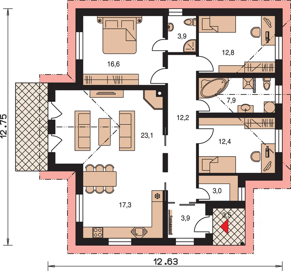 Montažna kuća Bungalow 38, 38 m², Monthaus (Montažne kuće Jevtić)