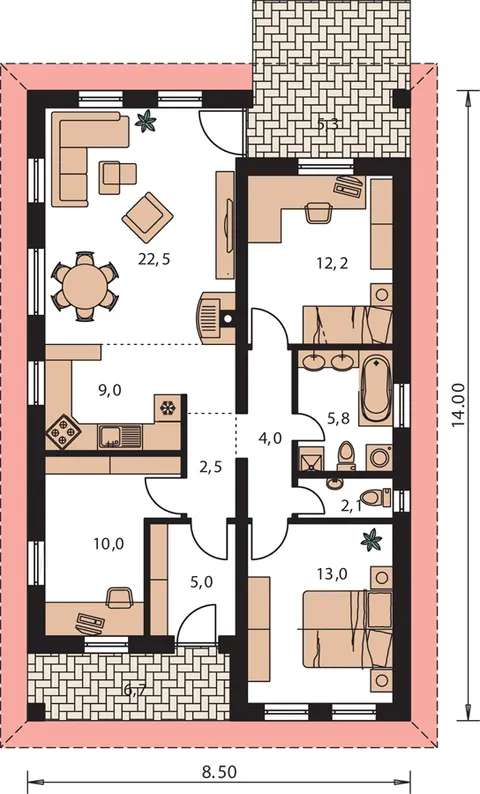 Montažna kuća Bungalow 39, 39 m², Monthaus (Montažne kuće Jevtić)