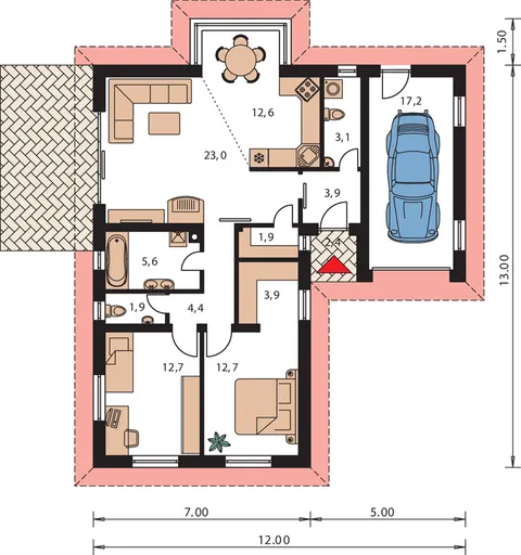 Montažna kuća Bungalow 40, 40 m², Monthaus (Montažne kuće Jevtić)