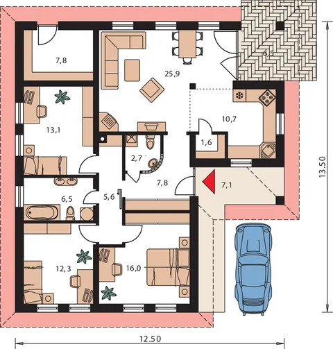 Montažna kuća Bungalow 41, 41 m², Monthaus (Montažne kuće Jevtić)