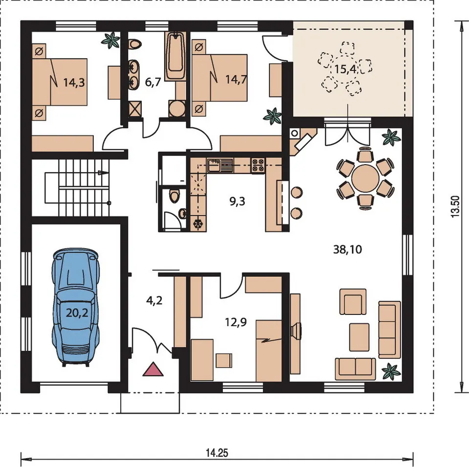 Montažna kuća Bungalow 42, 42 m², Monthaus (Montažne kuće Jevtić)
